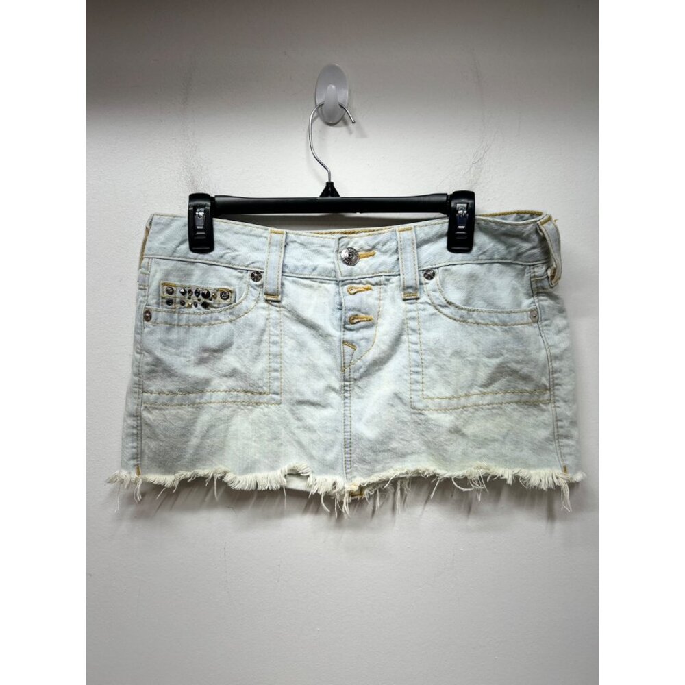 True religion jean summer high thigh skirt light wash y2k jeweled 31